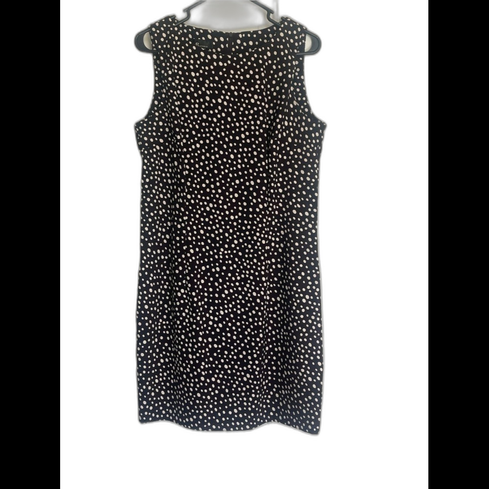 AB Studio Dark Chocolate Brown Dress with White Polka Dots Size 14